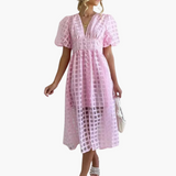 Aurelie | Vestido Midi de Cóctel con Mangas Abullonadas para Mujeres