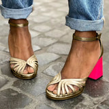 SANDALIAS DE TACÓN BICOLOR