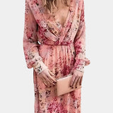 Amaliya Vestido Maxi Boho Floral con Mangas Largas y Cintura Definida
