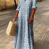 Vestido Largo Vintage de Otoño – Diseño con Escote en V Halagador para un Estilo Sin Esfuerzo