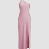 Vestido Maxi de Invitada de Boda de Satén con Espalda Abierta