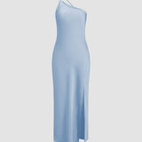Vestido Maxi de Invitada de Boda de Satén con Espalda Abierta