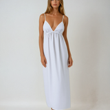 Vestido Maxi de Cóctel de Algodón de Espalda Abierta Costera