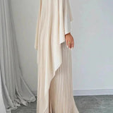 Vestido Maxi de Invitada de Boda con Mangas de Murciélago Plisadas