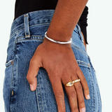 Pulsera gruesa de plata 925 ajustable de forma irregular