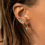 Pendientes chapados en oro de 18 quilates con turquesa y margaritas