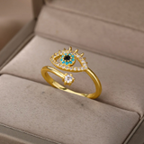 Anillo chapado en oro de 18 quilates contra el mal de ojo