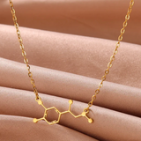 Collar dopamina "felicidad", chapado en oro de 18 quilates