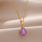 Collar dorado de 18 quilates con piedra zodiacal de amatista