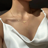 Collar chapado en oro de 18 quilates con cruz y strass clásico