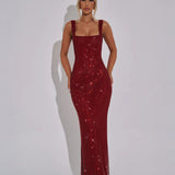 Vestido de Noche Formal Embellecido Celeste