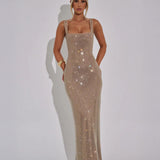 Vestido de Noche Formal Embellecido Celeste