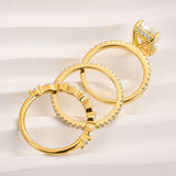 Set de Anillos de Boda Jaily 3PC | Dorado