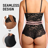 Body con escote en V profundo, tanga y efecto moldeador