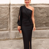 Berenice | Vestido Midi de Manga Larga con Un Hombro para Mujeres