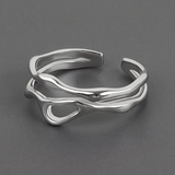 Anillo ajustable de plata 925 en forma de rama de árbol