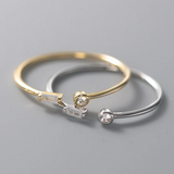 Anillo ajustable de plata 925 con 2 hermosas circonias
