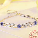 Pulsera fina de plata 925 con piedras de circonio de colores