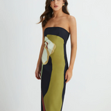 Vestido Maxi de Fiesta de Verano Impreso Sin Tirantes Calla