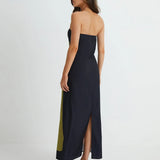 Vestido Maxi de Fiesta de Verano Impreso Sin Tirantes Calla