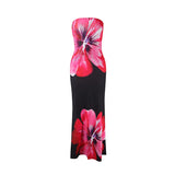 Vestido Maxi Floral Sin Tirantes – Vestido de Noche Elegante para Mujeres