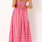 Vestido Maxi de Playa de Verano con Tirantes a Rayas