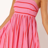 Vestido Maxi de Playa de Verano con Tirantes a Rayas