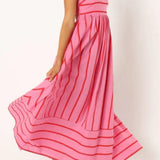 Vestido Maxi de Playa de Verano con Tirantes a Rayas