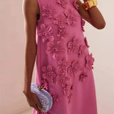 Vestido Maxi de Verano Sin Mangas Adornado con Flores