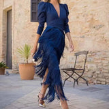 Vestido Maxi con Detalle de Flecos – Vestido Elegante para Ocasiones Especiales para Mujeres
