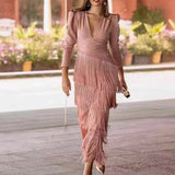 Vestido Maxi con Detalle de Flecos – Vestido Elegante para Ocasiones Especiales para Mujeres