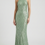 Vestido Maxi de Cuello Halter con Silueta Elegante y Ajustada