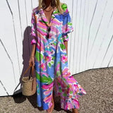 Vestido de Impresión de Círculo Geométrico – Estilo Vintage de Manga Abullonada A-Line para Verano