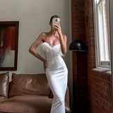 Maxi vestido de invitada de boda de noche Blanco