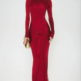 Vestido Maxi Formal de Cuello Alto Rojo