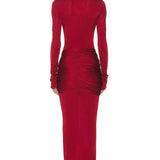 Vestido Maxi Formal de Cuello Alto Rojo