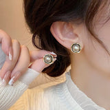Isabel - Pendientes vintage elegantes de perlas negras