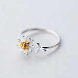 Anillo ajustable de plata 925 con margaritas