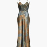 Vestido Maxi de Invitada de Boda de Satén Blanco Neptuno