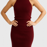 Rhea Vestido Midi de Canalé Sin Espalda