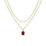 Collar de rubí en capas tipo clip | Oro