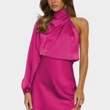 Mara Vestido Mini Drapado de Un Hombro