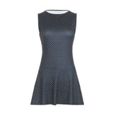 Vestido mini de lunares sin mangas para mujer con cintura ajustada