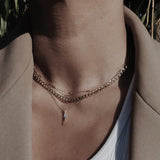 Collar de Cadena Curb de Eslabones Planos | Dorado
