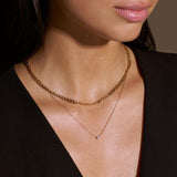 Collar de Cadena Curb de Eslabones Planos | Dorado