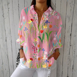 Sofía - Blusa Floral Jardín Tulipas