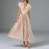 Åsa | Vestido Midi Sin Mangas Plisado para Mujeres