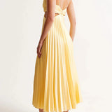 Vestido Maxi de Fiesta de Verano Plisado Amarillo