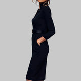 Claere | Vestido Midi Ajustado con Cinturón para Mujer