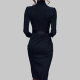 Claere | Vestido Midi Ajustado con Cinturón para Mujer